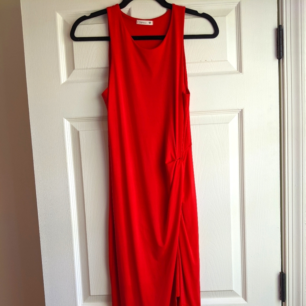 Sexy classy asymmetrical red dress